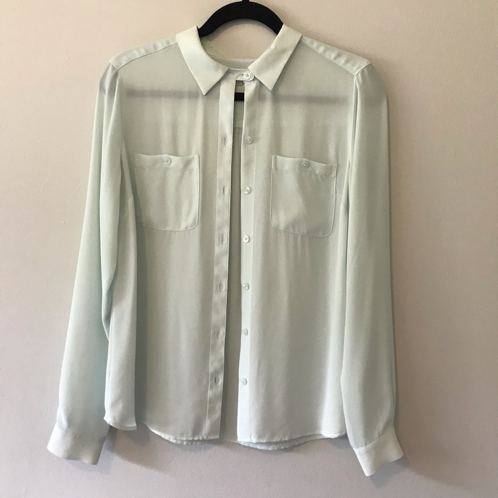 Loft Sheer Button Up Blouse
